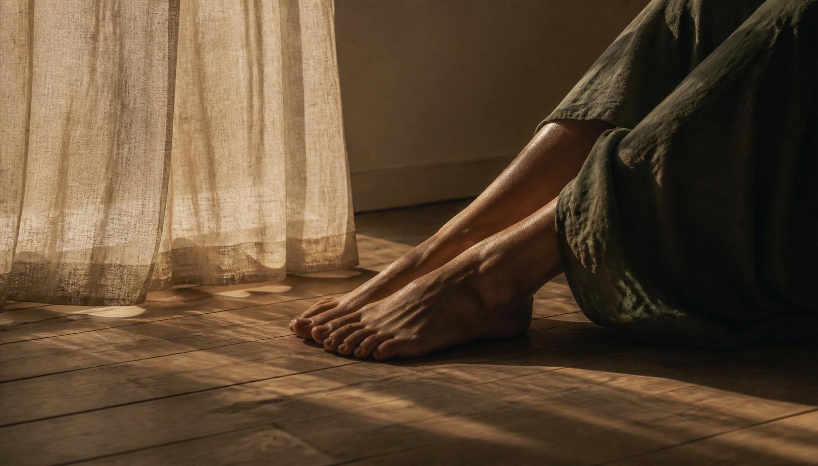 Morning light on bare feet — circadian rhythm